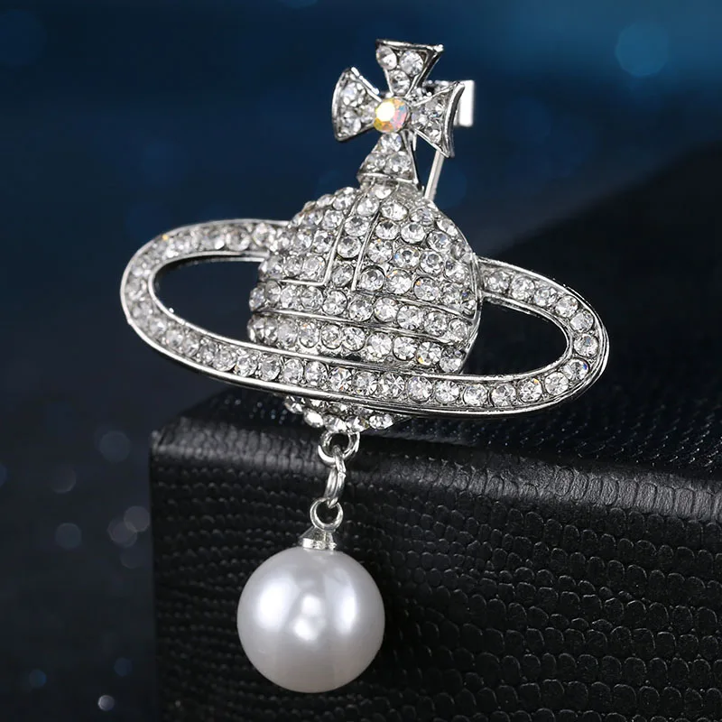 

Fashion Milky Way pearl pendant men's brooch simple personality star diamond brooch