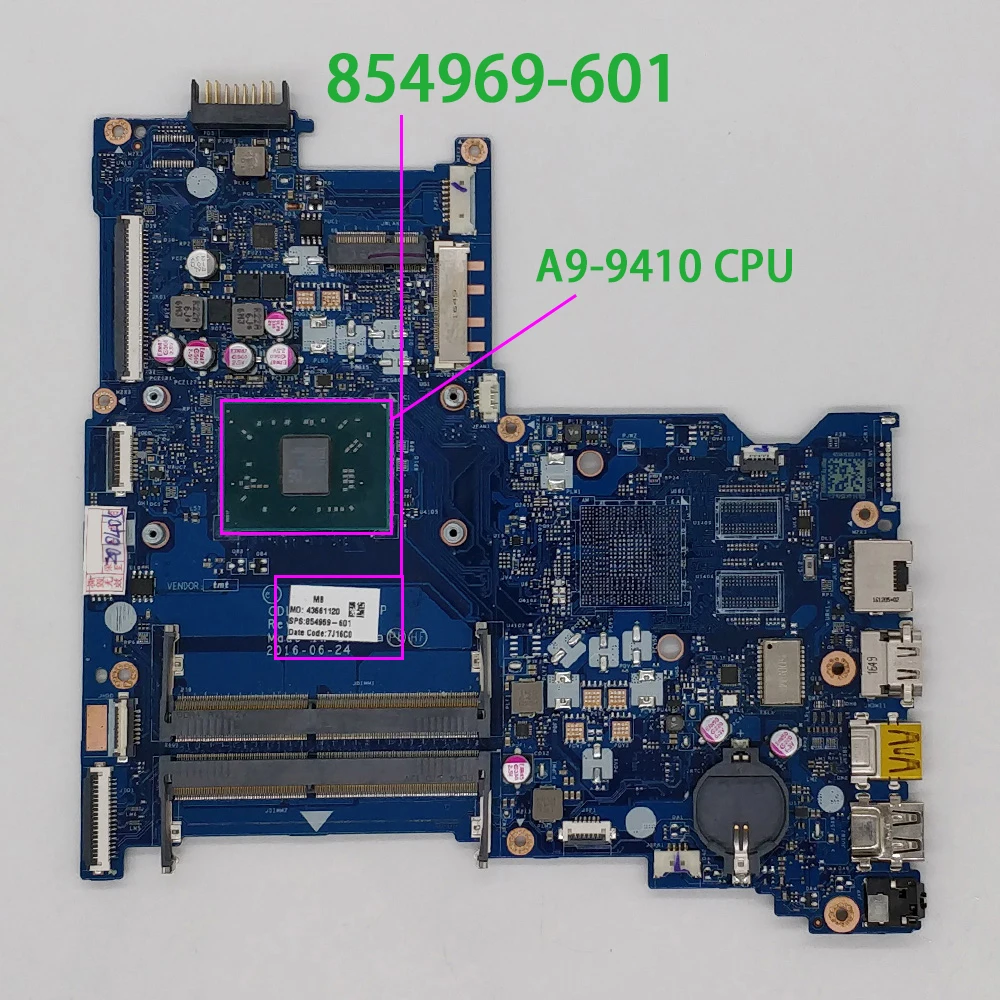 Genuine 854969-601 854969-001 CDL51 LA-D712P UMA w A9-9410 CPU Laptop Motherboard Mainboard for HP 15 15-BA Series NoteBook PC