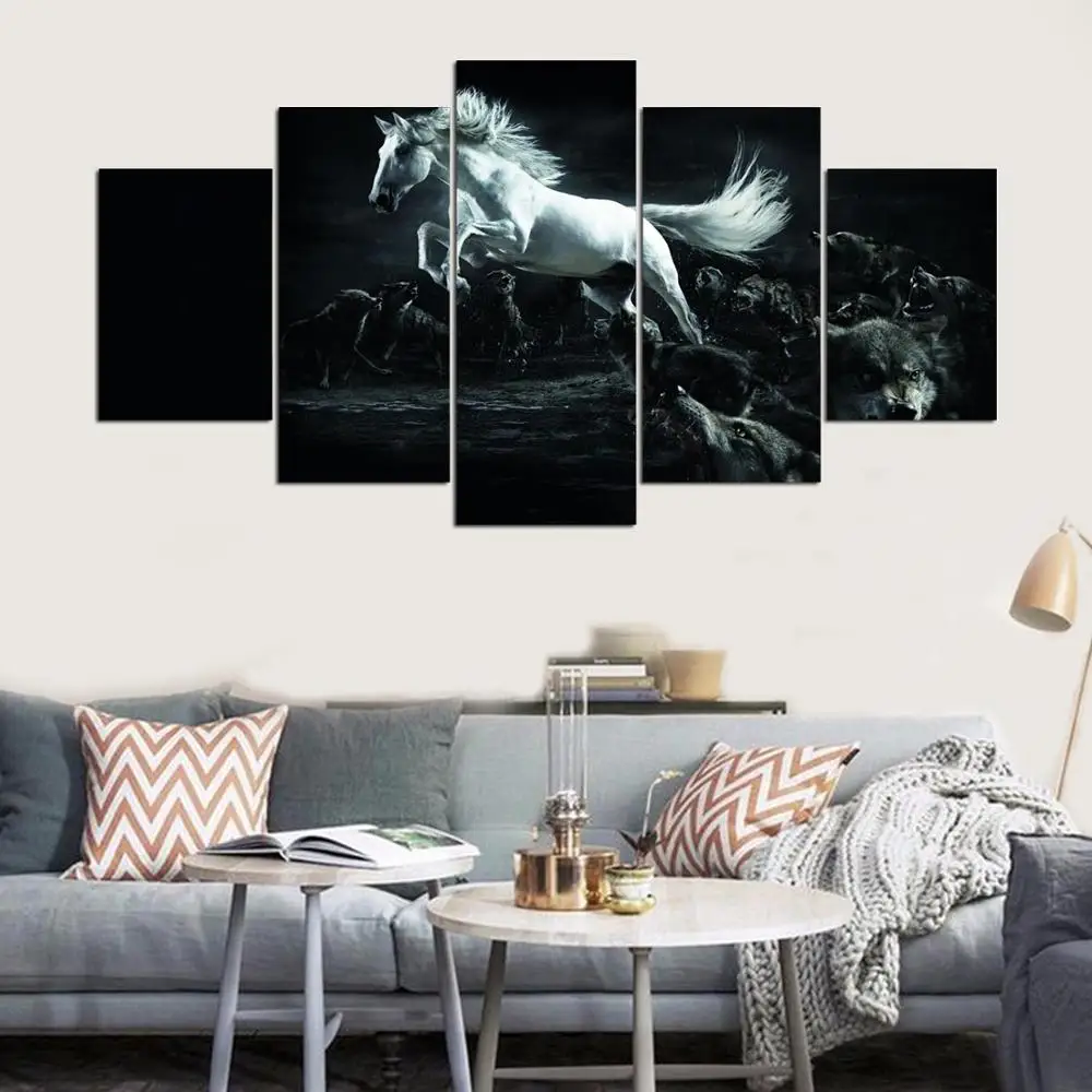 Цветные абстрактные обои в форме сердца 5 шт. HD Художественная печать на холсте