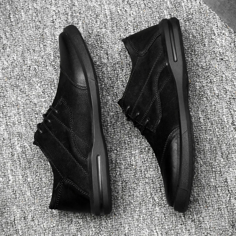 Fashion Genuine Leather winter Casual Shoes Quality lace up Men Handmade sewing Vintage Loafers Flats Sneakers shoes men o4 | Обувь