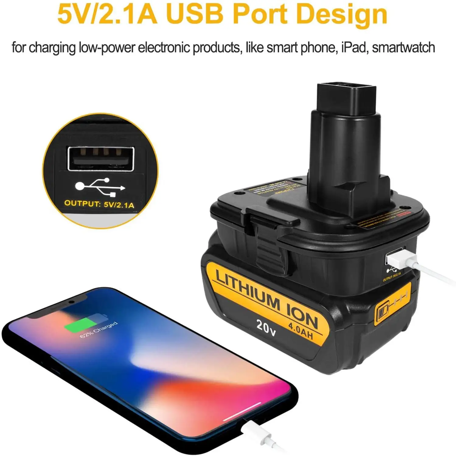 Адаптер для аккумулятора DM18RL Dewalt 20 в Milwaukee 18 литий-ионного Ryobi с USB | Инструменты