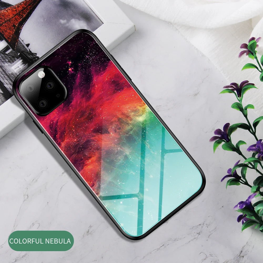 Nebula Eqvvol чехол из закаленного стекла с градиентом для iPhone 11 Pro MAX X XS XR, чехол с изображением звездного неба для iPhone 7, 8 Plus, 6, 6 S, цветные Чехлы, чехол - Цвет: Nebula
