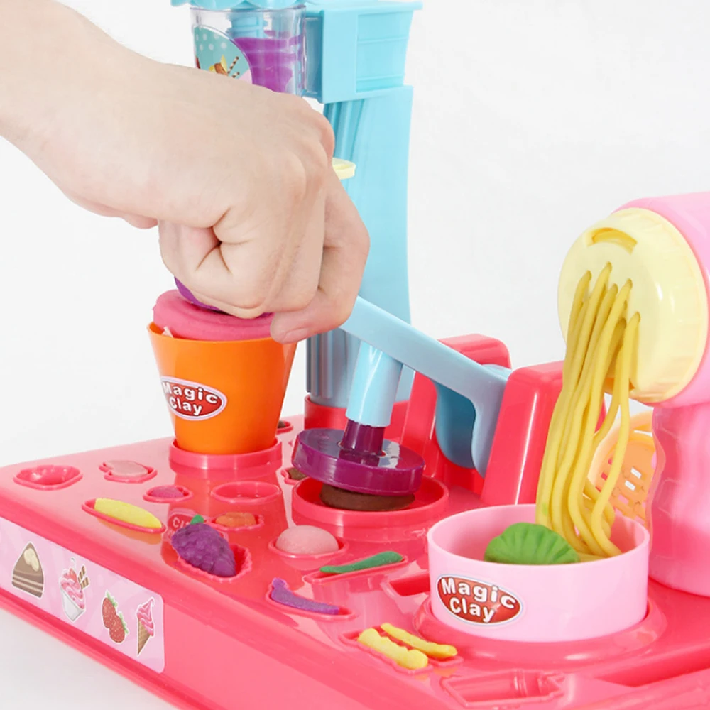 

2020 Playdough Clay Dough DIY Plasticine Ice Cream Machine Mould Play Kit DIY Toy Handmade Noodle Maker Kitchen Toy Kids Gift
