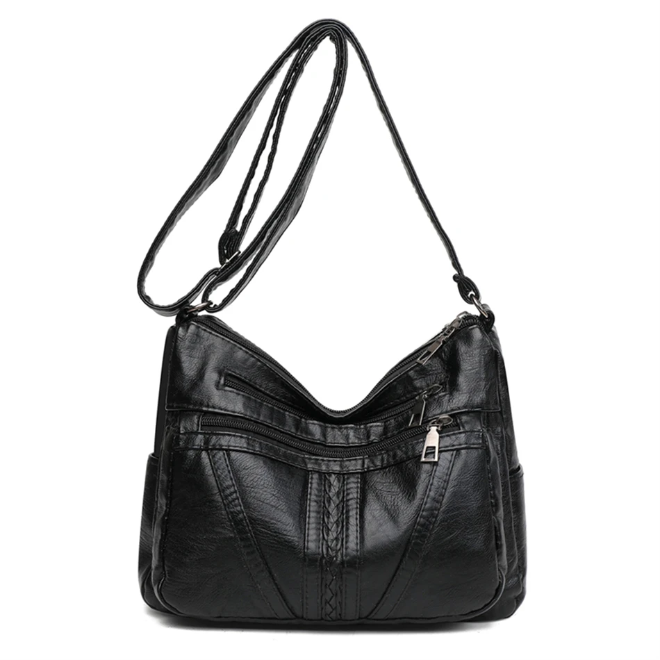 

High Quality Soft Pu Leather Shoulder Bags for Women 2021 Casual Multi-Layer Crossbody Bag Luxury Designer Handbag and Purse Sac