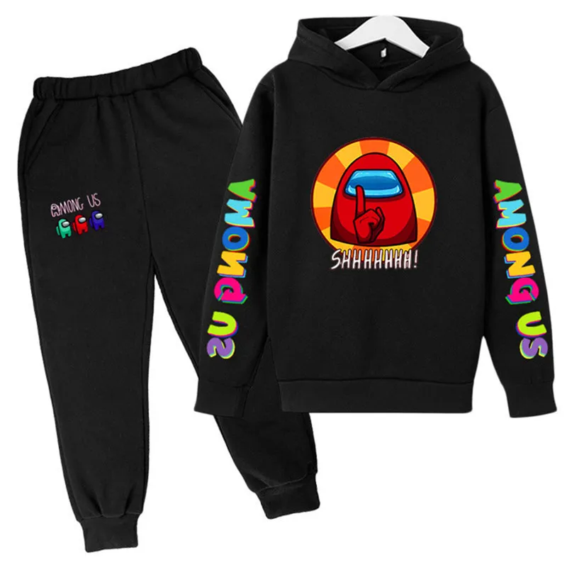 

New Children Game Among Us Hoodies Pants 2pcs Sets for Teens Girls Streetwear Cartoon Anime Boys Sweatshirt Suit Kids Sportsuit