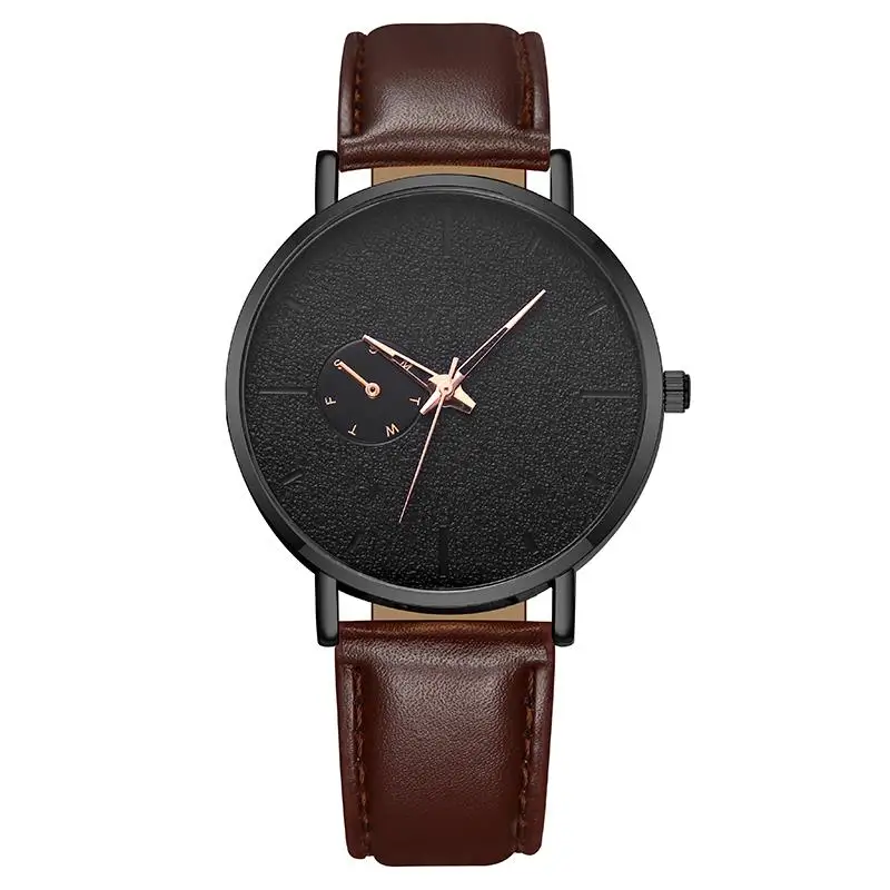 Fashion Men'S Leather Band Watch Stainless Steel Case Simple Wristwatch Male Men Casual Business Watches Relogio Masculino | Наручные