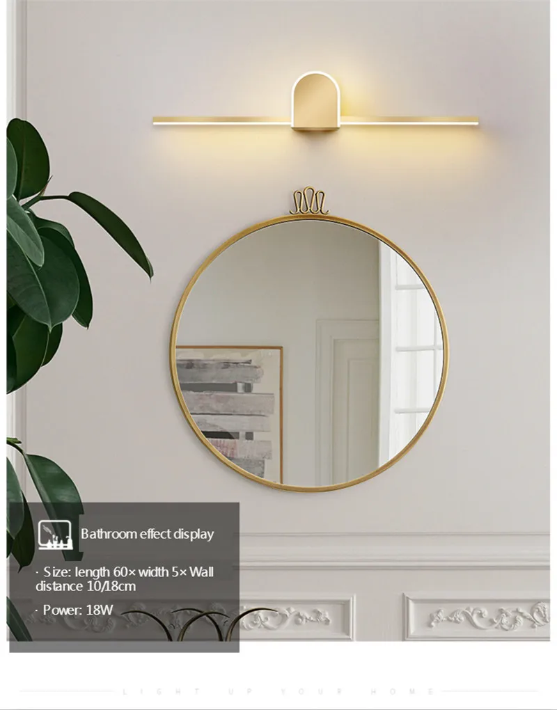 

13W 17W Gold Modern LED Mirror Light Bathroom Light Washroom Front Mirror Lamp Fixtures Makeup Mirror Light 110V-220V Wall Light