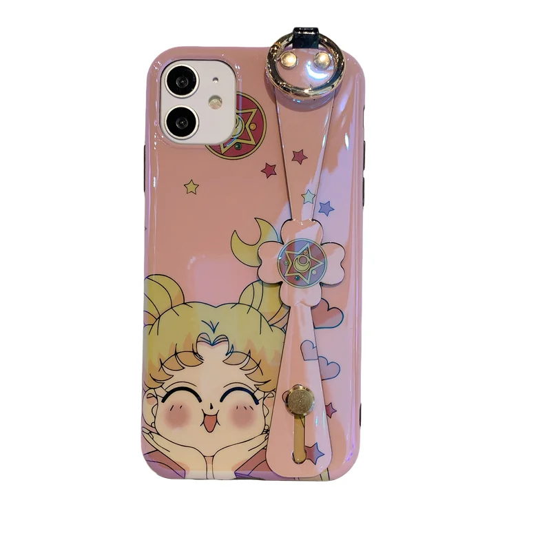 

For iPhone 12/11 pro max case cute cartoon cover iP X/XS MAX XR sailor moon soft shell 6/6s+ kickstand girl gift 7/8 plus+ strap