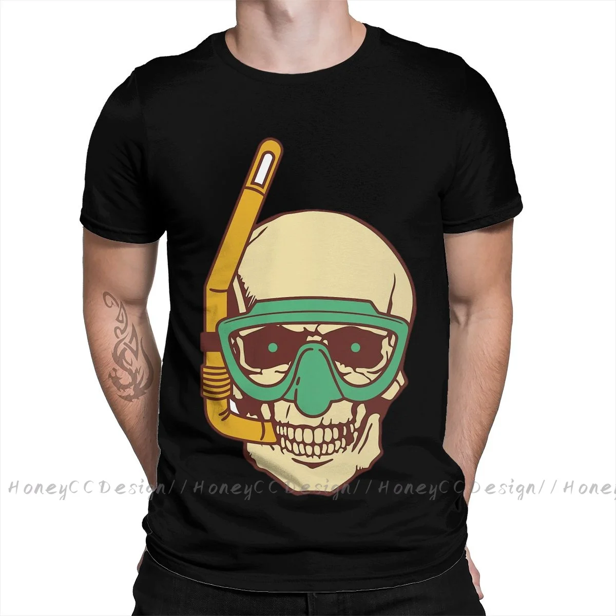 Scuba Diver skull T-Shirt Men Top Quality 100% Cotton Short Diver Skull Summer Sleeve asual Shirt Loose Tees