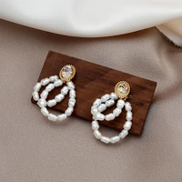 s925 retro pearl crystal earrings new simple and fashionable temperament earrings womens fashion alloy earrings 2021