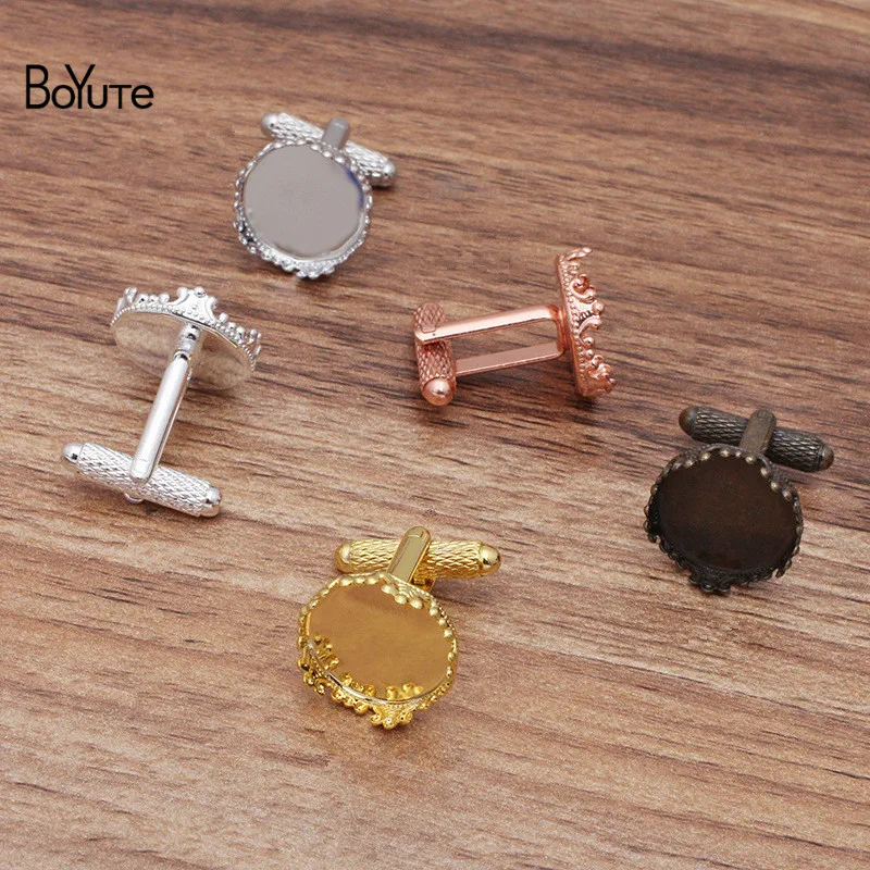 

BoYuTe (20 Pieces/Lot) Fit 15MM Cabochon Metal Brass French Cufflinks Base Blank Tray Vintage Diy Hand Made Jewelry Accessories