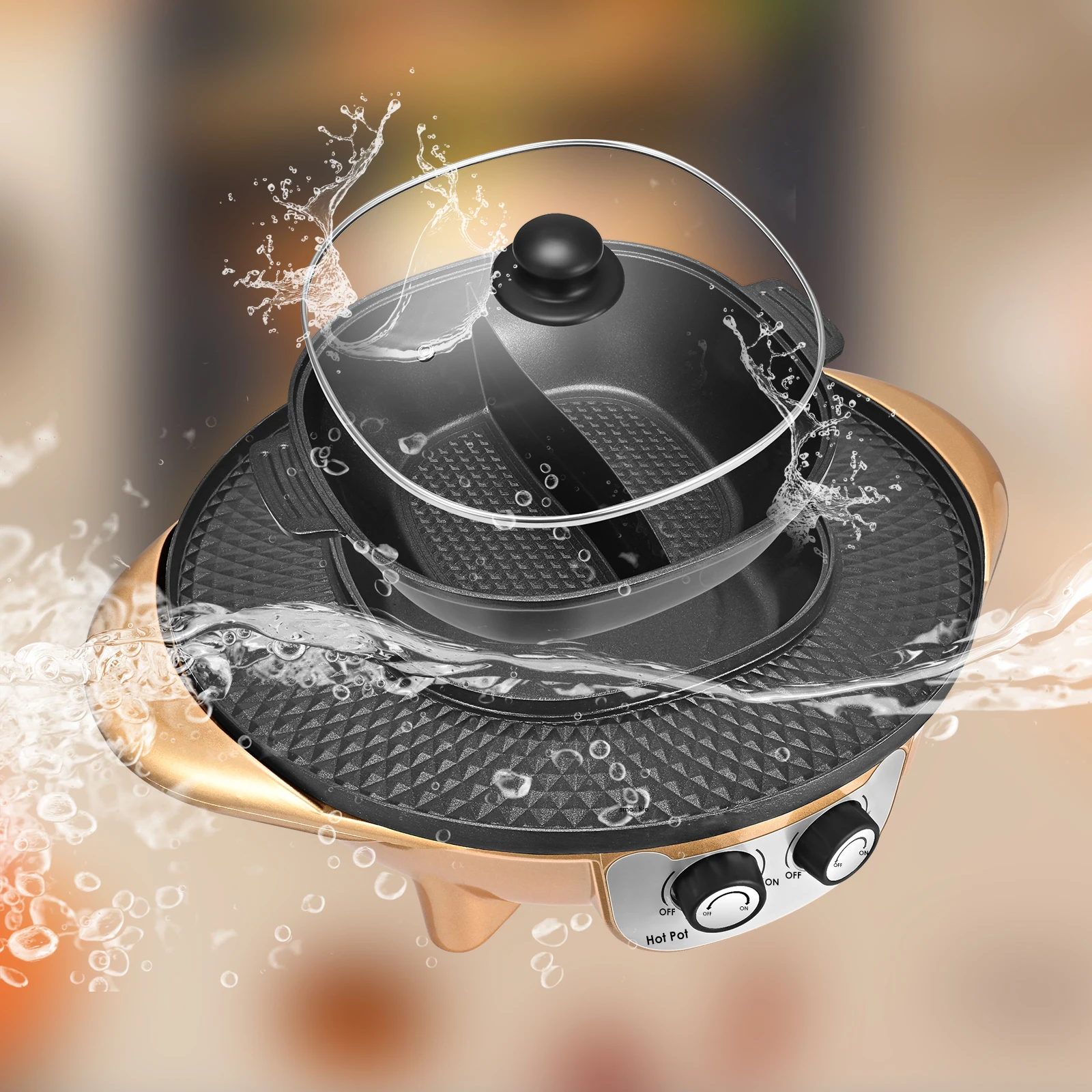 Дешево Портативный гриль для барбекю 2 в 1, 2200 Вт