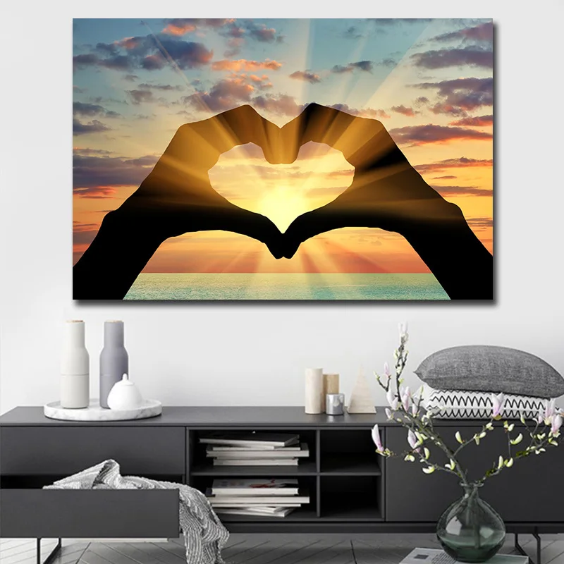 Современная домашняя картина С закатом влюбленный пейзаж настенная роспись