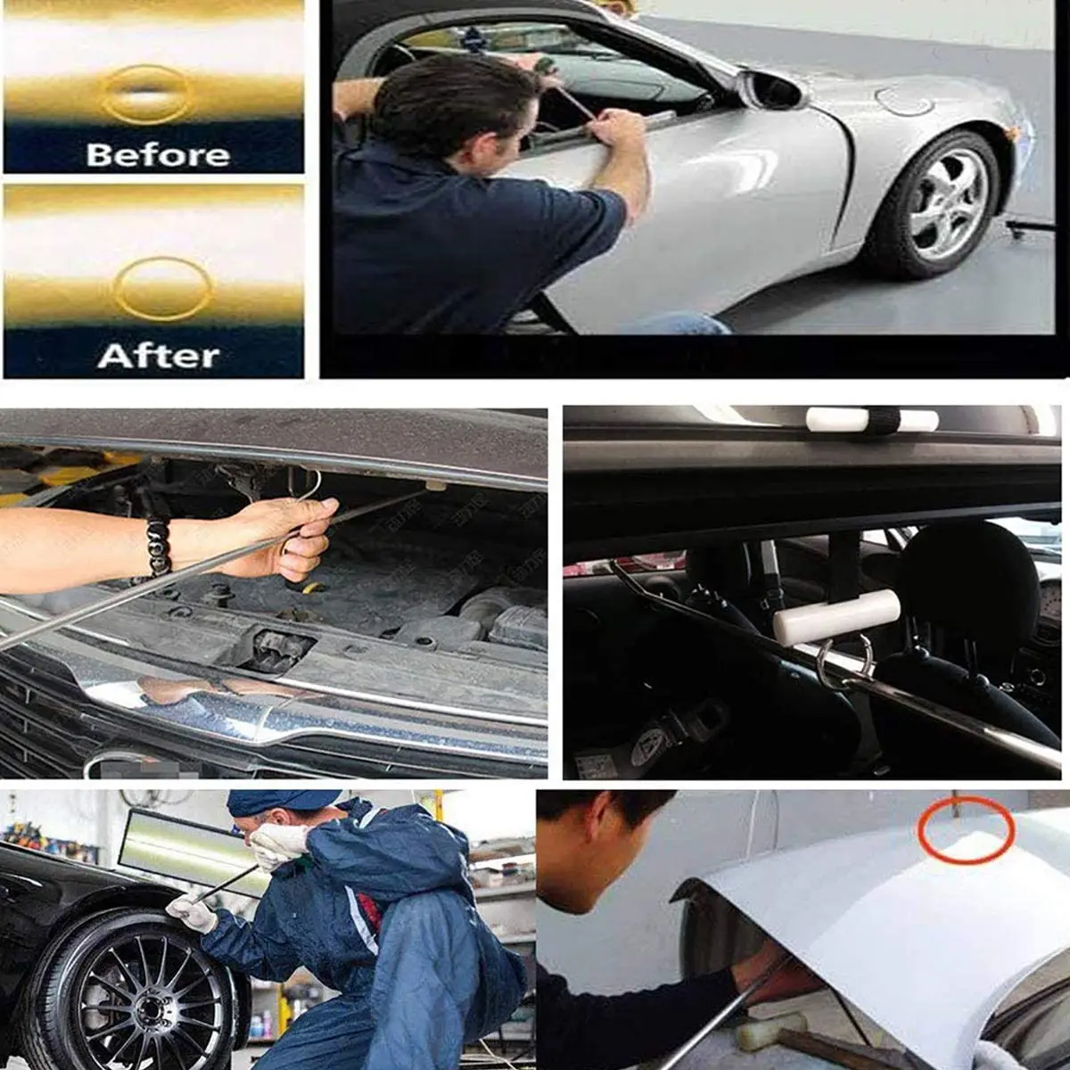 

Car Dent Remover Kit Paintless Dent Repair Tools Dent Removal Repair Rods Tool for Car Body Hail Damage Door Dent Removal