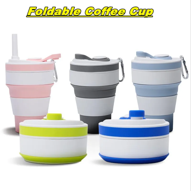 

Складная кофейная чашка, бутылка для воды из пищевого силикона, 350 мл, выдвижная уличная кружка для кофе, портативные дорожные чашки для чая ...