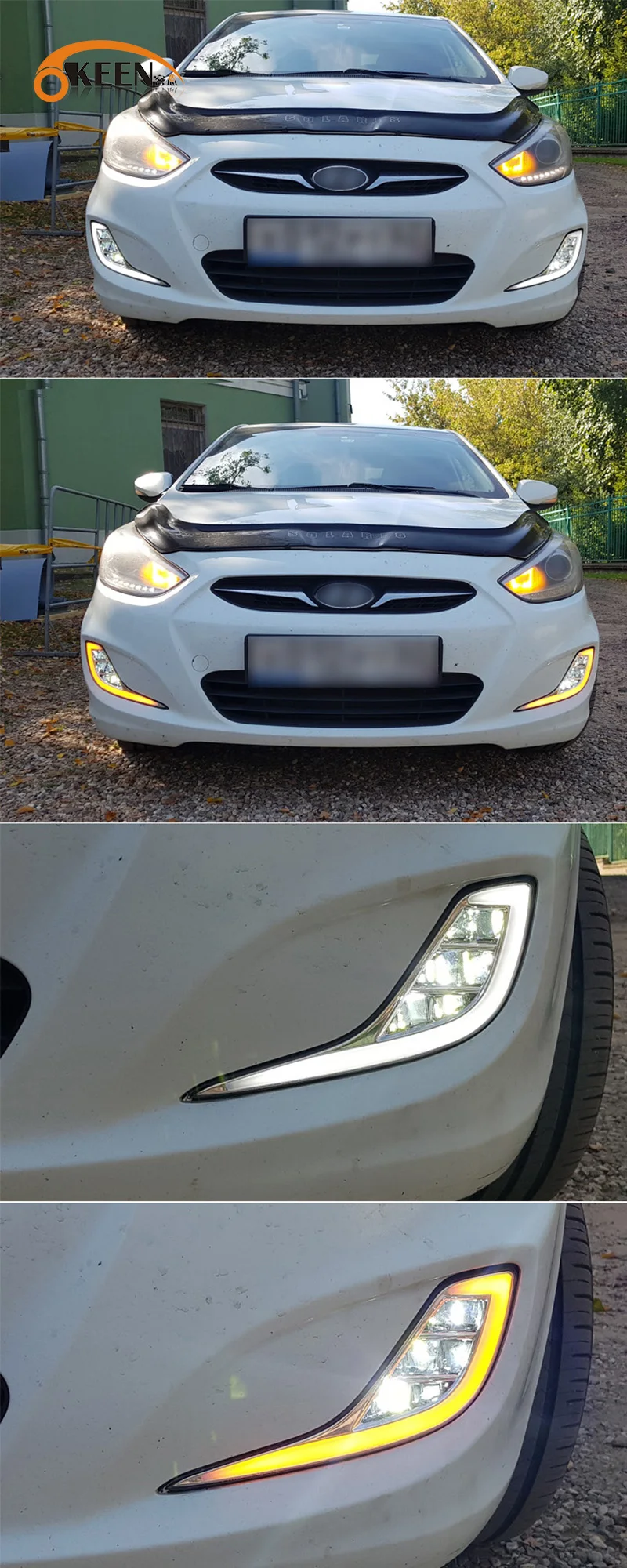 1 комплект светодиодный DRL для hyundai Accent Solaris 2010 2011 2012 2013 дневной ходовой светильник, противотуманная фара с сигналом поворота