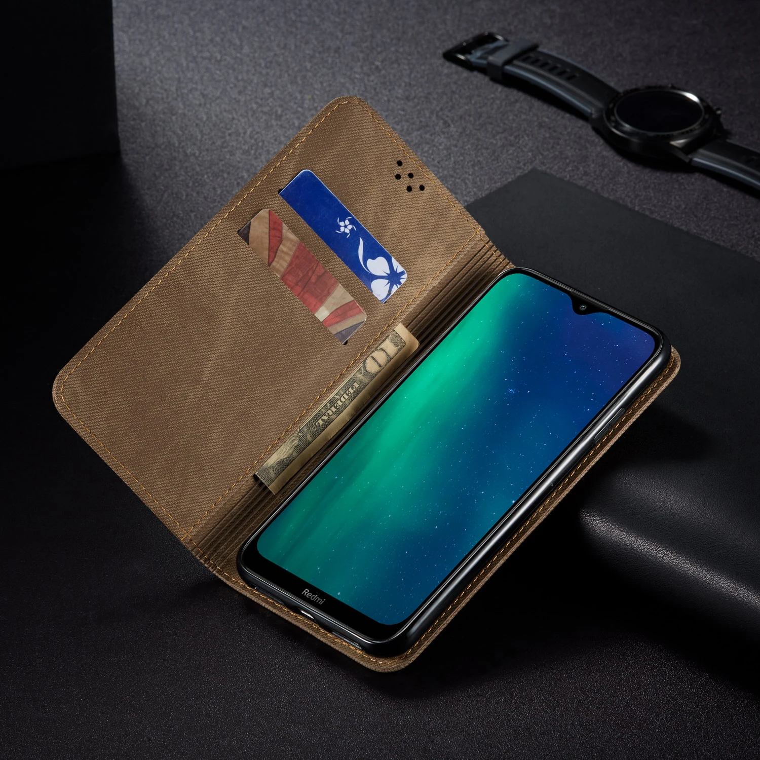Чехол-книжка в стиле ретро для Xiaomi Redmi 8 Redmi 8A, чехол из джинсовой ткани с подставкой и бумажником, задняя крышка для Redmi 7 7A, Fundas