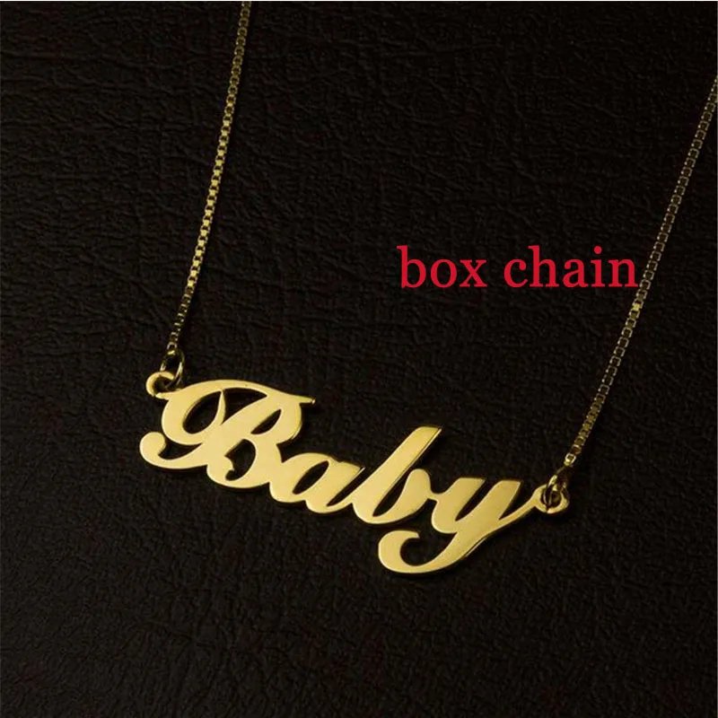 

Personalized Necklace Custom Name Jewelry Gold Box Chain Handmade Charm Choker For Women Men Christmas Gift BFF Bijoux Femme
