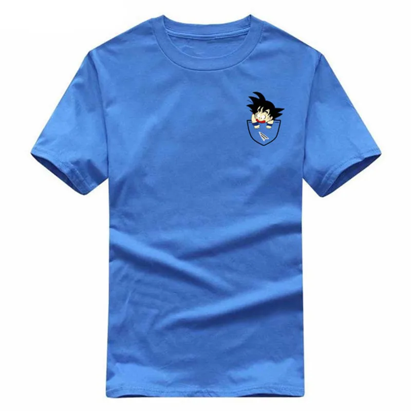 

Men's high quality T-shirt 100% cotton crewneck loose Pocket Goku printed men Tshirt casual knitted mens t-shirt tops