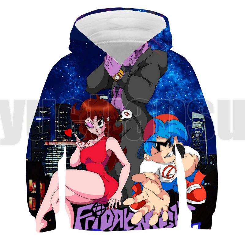 

Пятница ночь Funkin унисекс с капюшоном для маленьких мальчиков и девочек 3D толстовки с длинными рукавами с рисунком из аниме модная уличная о...