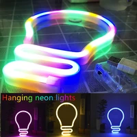 led night lights new bulb modeling hanging sign neon lamp for home party usbbattery powered colorful decoration wall art gift