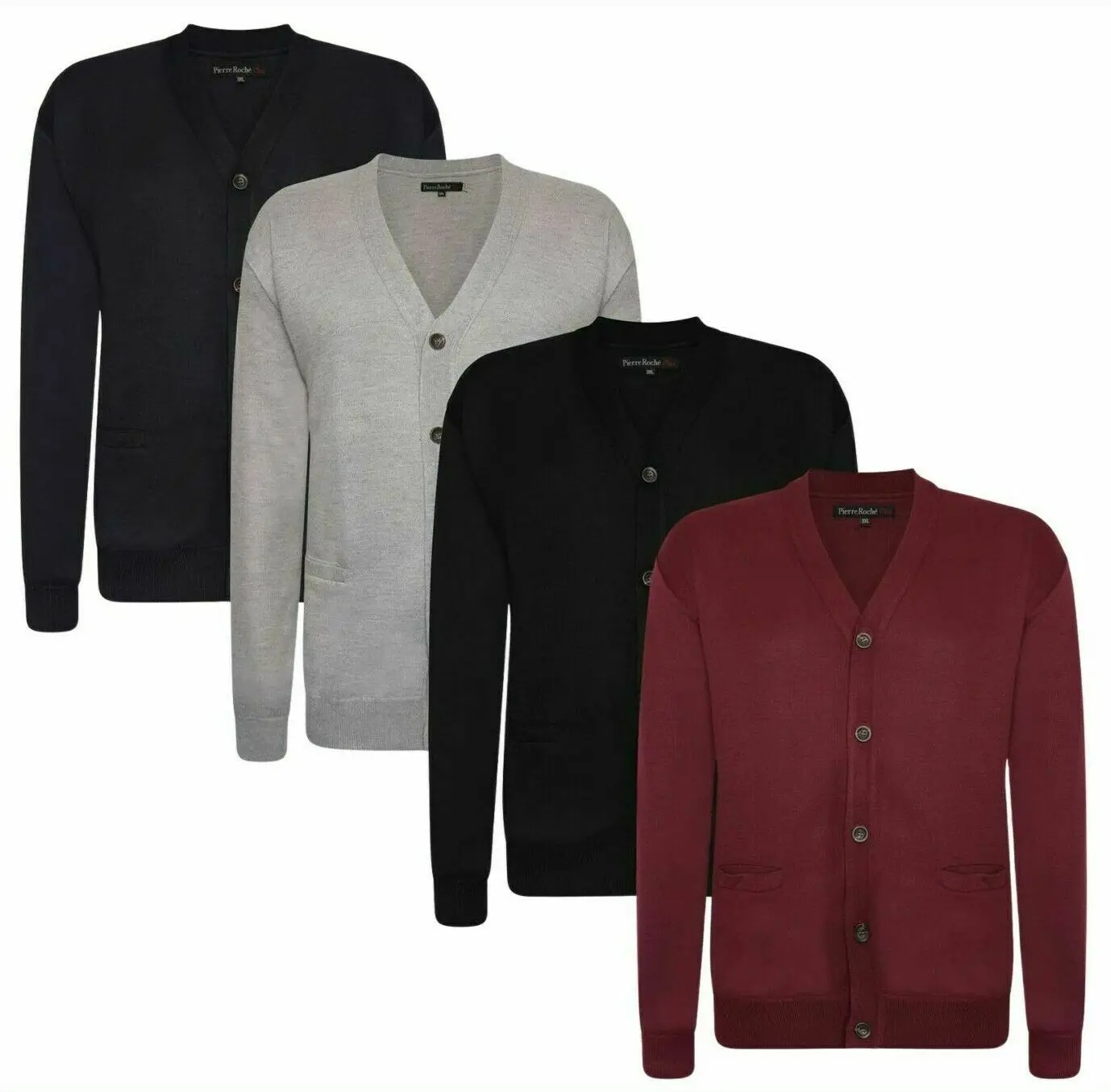 

Mens King Size Big and Tall Jumper Long Sleeve Button Up Cardigan Sweater Top
