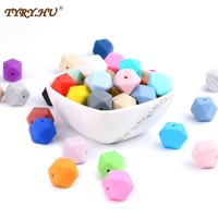 tyry hu 100pcs silicone 14mm hexagon shaped silicone beads teething baby teether baby diy toy tool care necklace pacifier chain