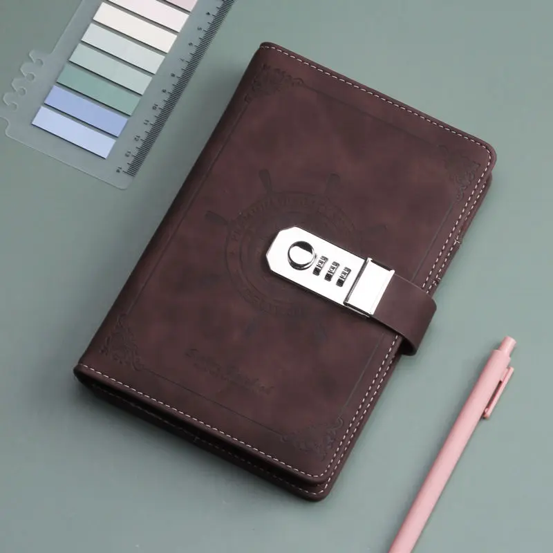 

Retro Cipher Book Creative Student Diary Lockable Notebook Thickened College Students' Account Book Stationery