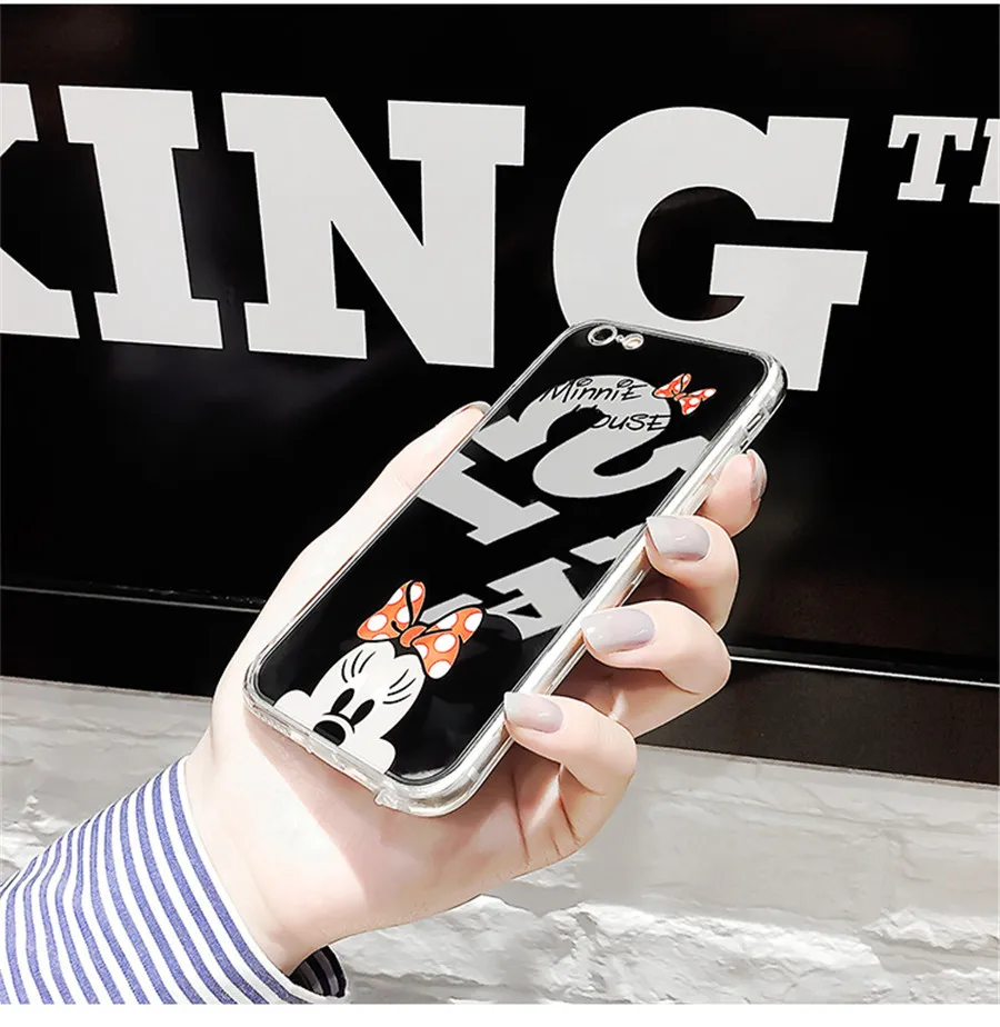 Зеркальные чехлы с принтом из мультфильма для samsung Galaxy S10 S9 S9Plus Minnie глянцевый чехол для samsung S8 S8Plus Note 8 9 10 Pro мягкая задняя крышка