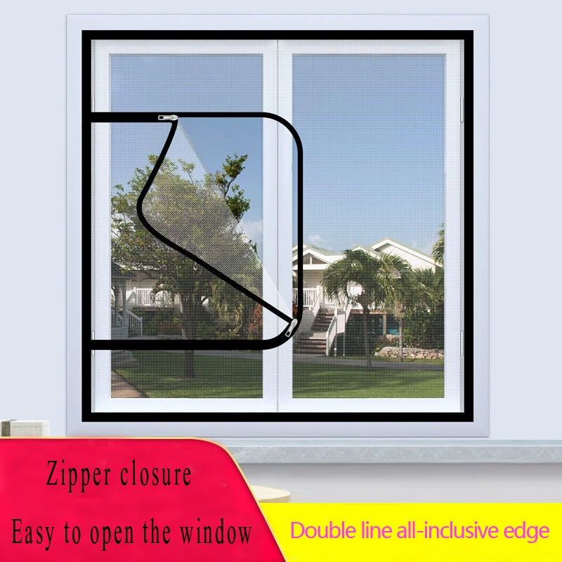 

Customized Anti-mosquito Screens with Zipper Window Screens Self-installed Household Magnets Velcro Invisible Sand Curtains