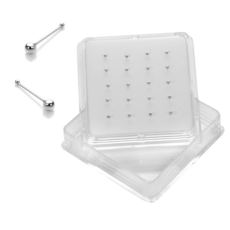 

20pcs Ball Shape Nose Stud Piercings Body Jewelry Silver Color For Women Gold Color Nose Ring Stud Box 1.5mm 2mm 3mm