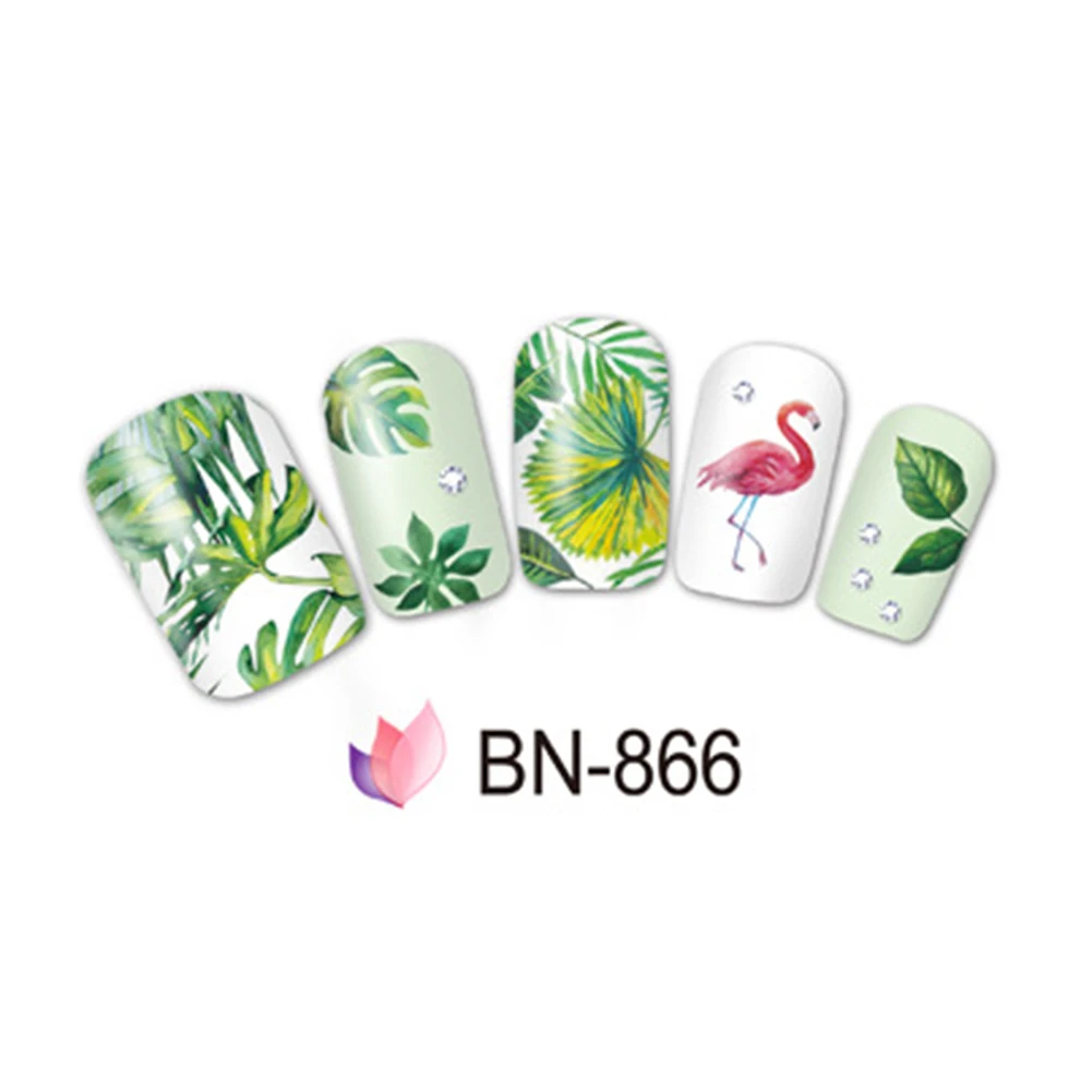 Flower Leaf Flamingo Nail Art DIY Decor Sticker Water Transfer Manicure Decal | Красота и здоровье