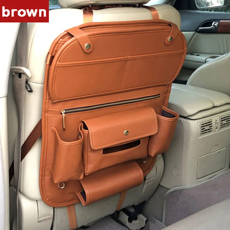 Органайзер для спинки автомобильного сиденья из натуральной кожи карманы