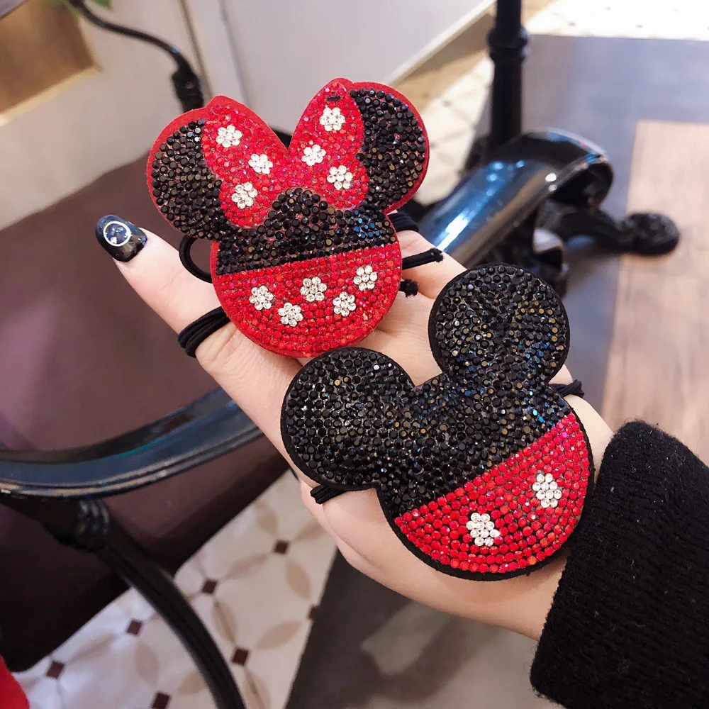 Disney мультфильм девушка свинья Минни Кристалл Застежка-молния резинка для волос кольцо для волос карамельного цвета