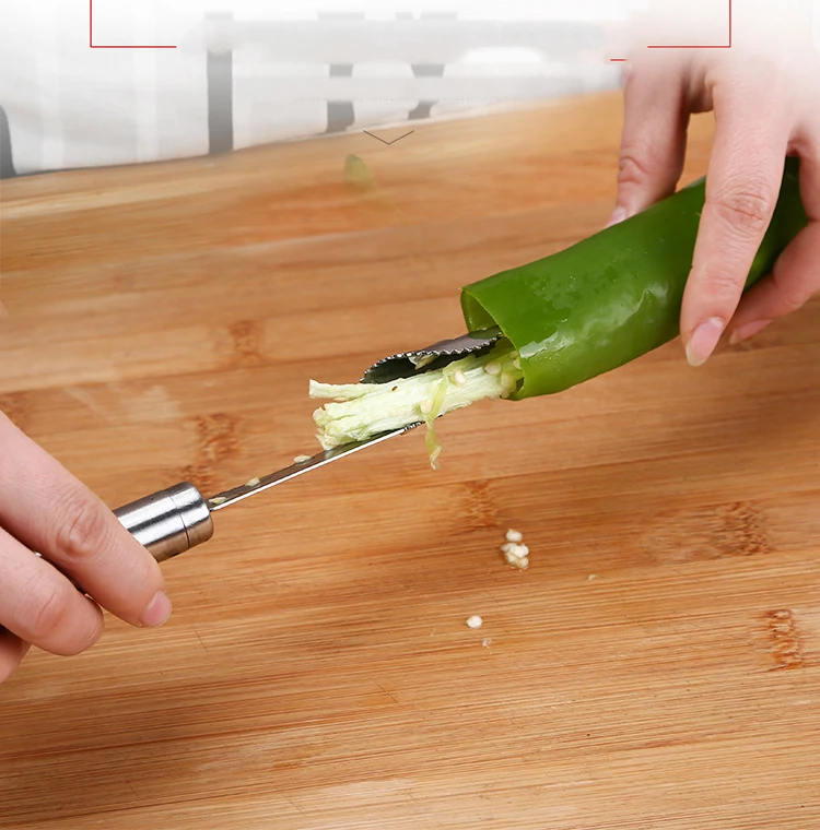 Stainless Steel Jalapeno Pepper Corer Tool with Serrated Edge for Easy Coring and Seed Removal - Essential Vegetable Tool for Every Kitchen image 5