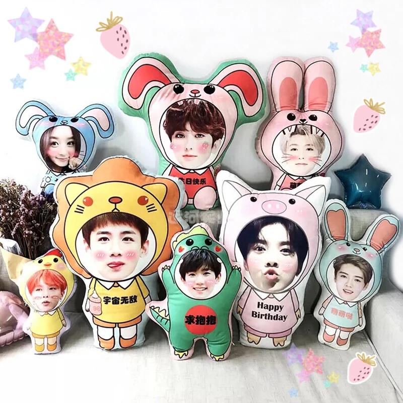 Индивидуальные двухсторонняя печать kpop idol человека в форме черепа подушка кукла