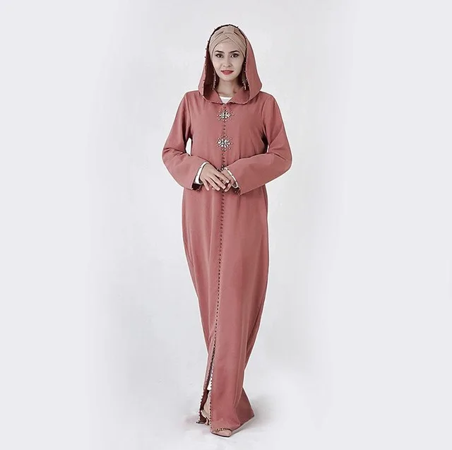 Orange pink dress Diamonds moroccan kaftan Abaya women robe arabe Muslim Hijab Dress Hoodies Kaftans Dubai Turkey Abayas For Women Caftan Robe - Цвет: Orange pink dress