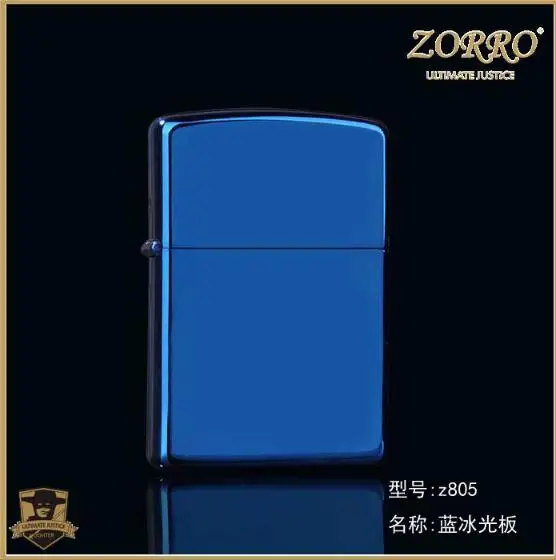 Оригинальная зажигалка zorro с двумя струями пламени, ветрозащитная Белая Стальная внутренняя подкладка, медный чехол, газовая надувная Зажигалка для прикуривателя - Цвет: Синий