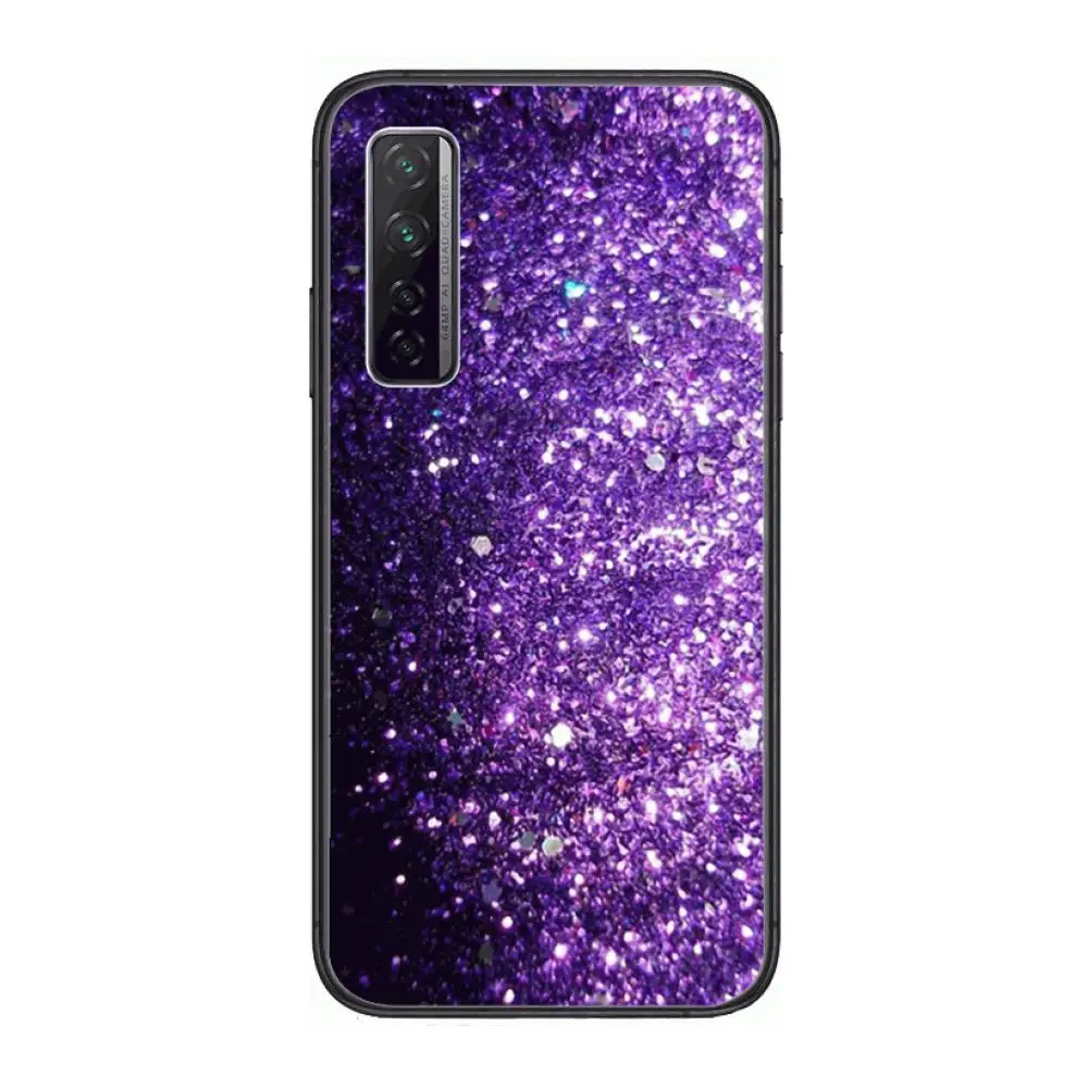 

Cover Lovely Purple Glitter Phone Case For Huawei mate 40 30 10 20 40 8 9 Lite Z Pro Black Etui 3D Coque Painting Hoesjes 5g b