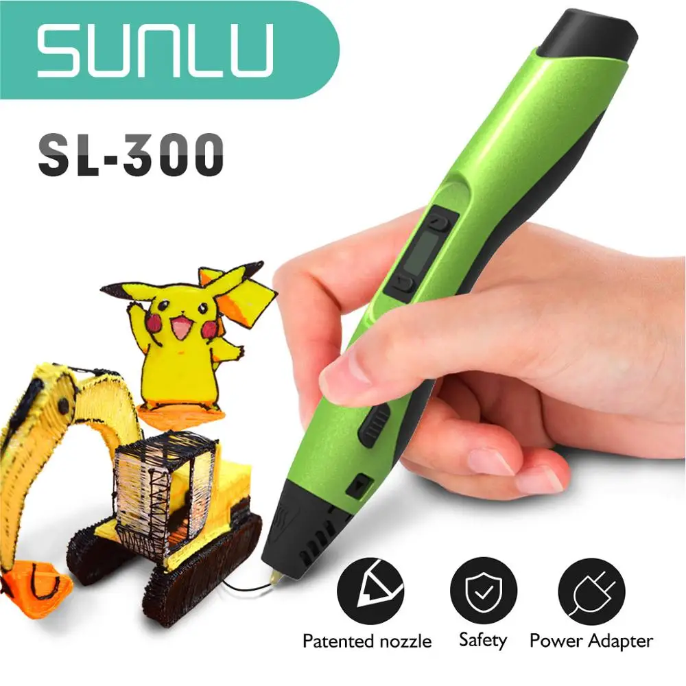 SUNLU 3D Ручка SL-300 Лучший DIY подарок с заправкой PLA/ABS нити 1,75 мм с Умной печатью ЖК-экрана белого цвета