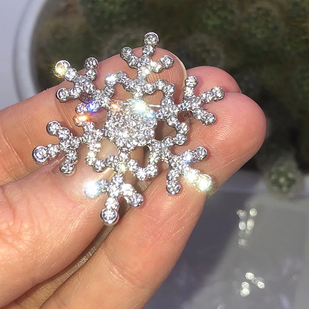Брошь для женщин на лацкан с кристаллом новый год брошь в виде снежинки
