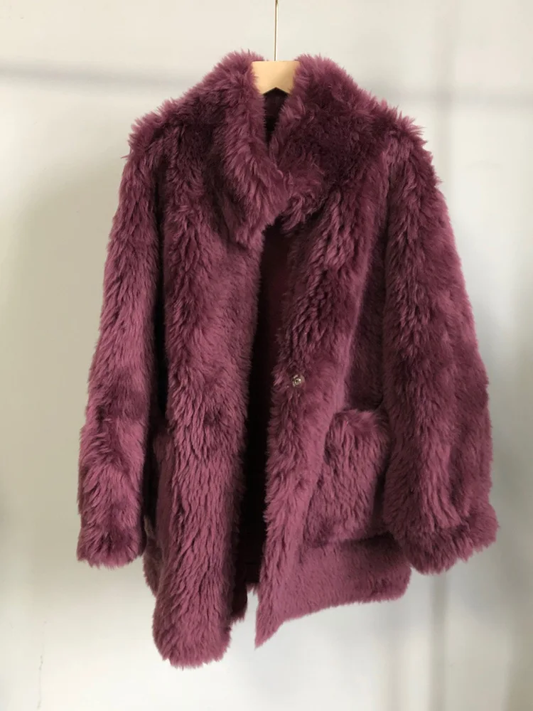DEAT 2020 Fashion Solid Color Fur Coat Female Winter Loose Sheep Shearing One Lamb Hair Warm Shirt PB919 |