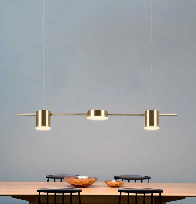 Светодиодная люстра в скандинавском стиле Современная латунная лампа для