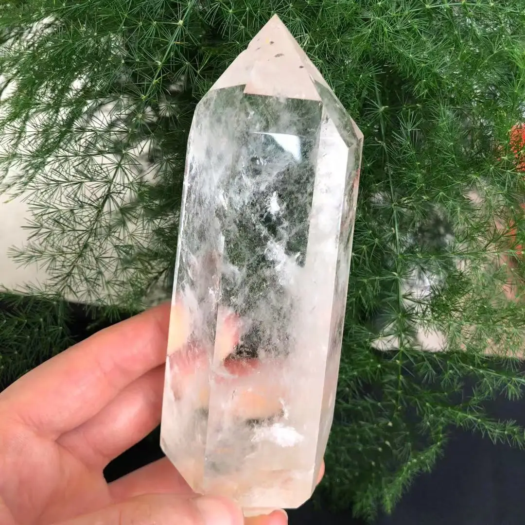 Редкий Натуральный прозрачный камень внутри камня кварцевый кристалл точечный лечебный король кристалла