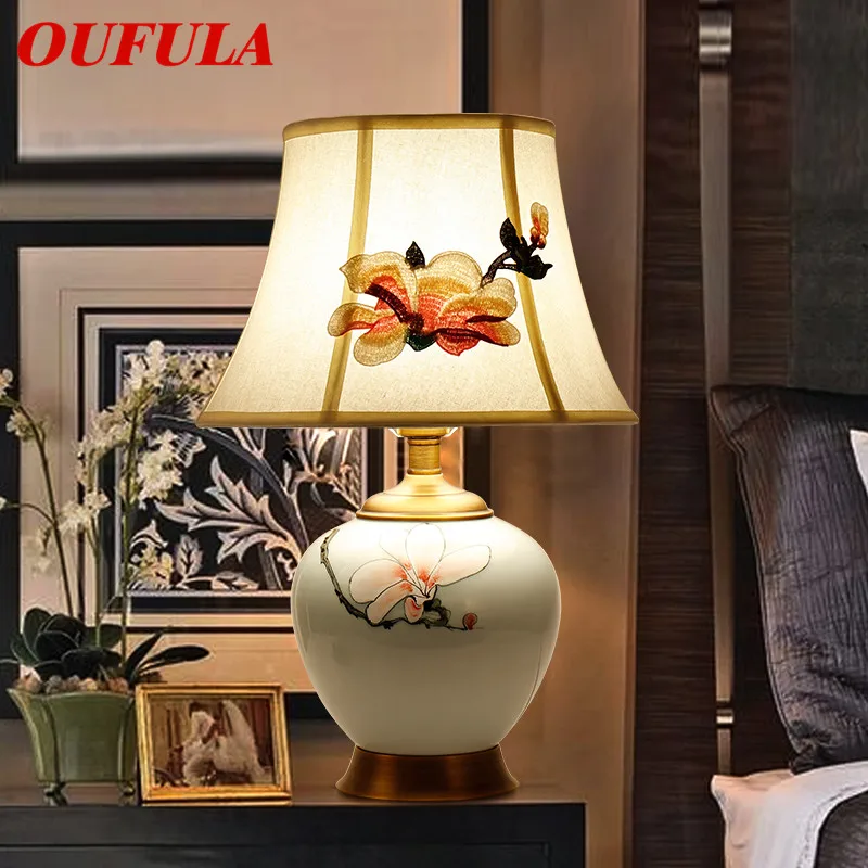 

OULALA Table Lamp Desk Light Modern Contemporary Office Creative Decoration Bed LED Lamp Fabric for Foyer Living Room Bedroom