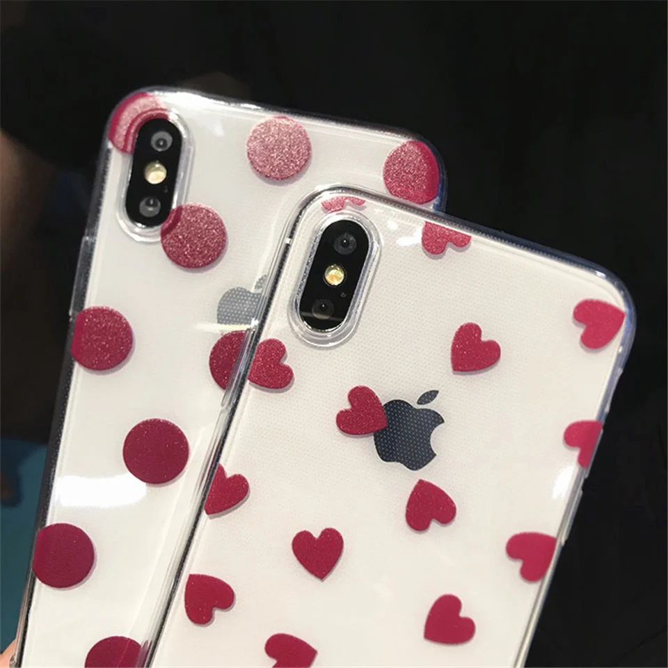 Чехол для телефона LOVECOM для iPhone 11 Pro XS Max XR XS X 6 6S 7 8 Plus Love Heart из мягкого термополиуретана Ультратонкий Прозрачный чехол для задней панели телефона в подарок