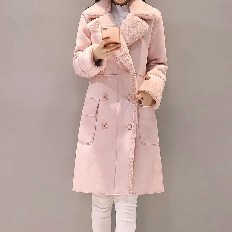 Manteau Femme, зимняя куртка, женское замшевое пальто из овечьей шерсти, толстое хлопковое стеганое макси пальто, длинная куртка, Женская парка, пальто для женщин, C5959