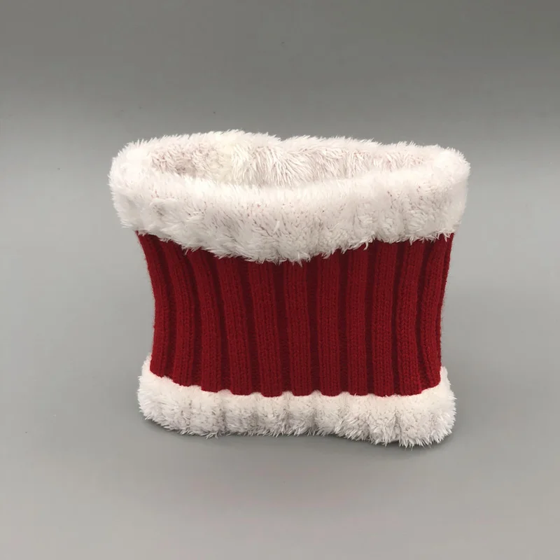 red scarf Детские зимние шапки, модные вязаные шапки Skullies, Детские шапочки для мальчиков и девочек, шапки с помпоном из натурального меха енота, Комплект детских шапок и шарфов - Цвет: red scarf