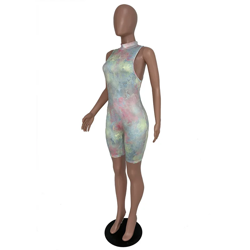 Комбинезон женский цветной с круглым вырезом пикантный слитный Ромпер без