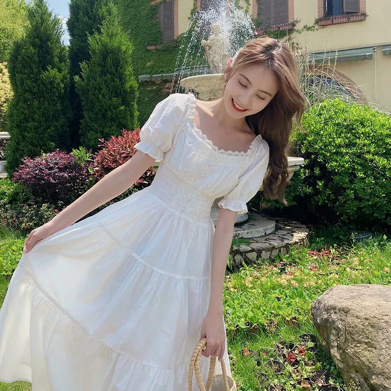 

2021 Fashion Women Purple Elegantes Long Dress CottageCore Vintage Women's Wear Aesthetic Summer Fairy Dress Sukienka Kawaii